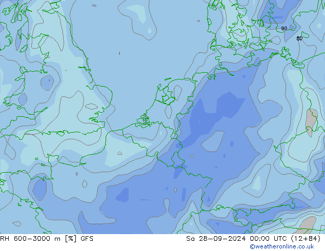 RH 600-3000 m GFS Sa 28.09.2024 00 UTC