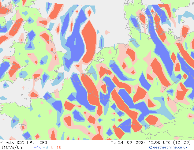 V-Adv. 850 hPa GFS Tu 24.09.2024 12 UTC