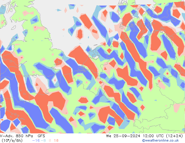 V-Adv. 850 hPa GFS We 25.09.2024 12 UTC