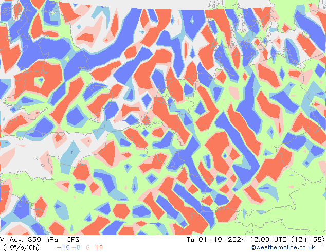 V-Adv. 850 hPa GFS  01.10.2024 12 UTC