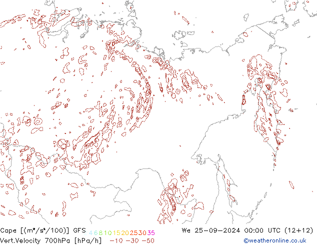 Cape GFS śro. 25.09.2024 00 UTC