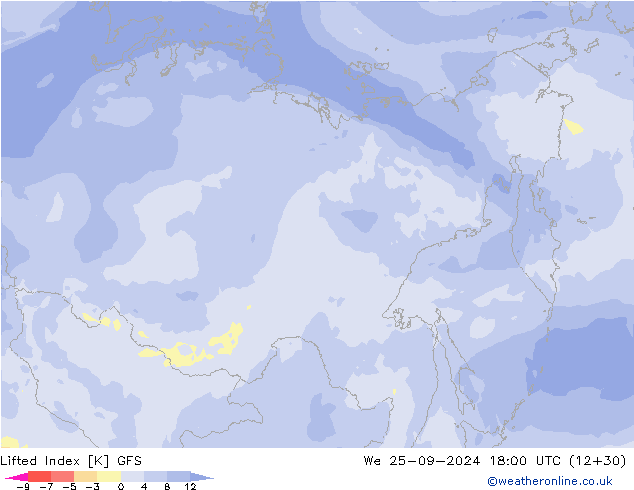 Lifted Index GFS wo 25.09.2024 18 UTC