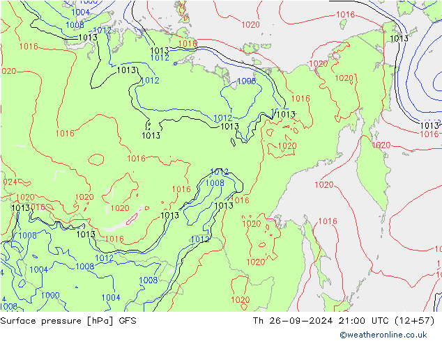 Surface pressure GFS Th 26.09.2024 21 UTC