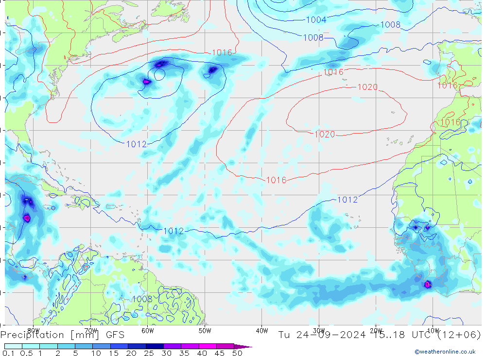 осадки GFS вт 24.09.2024 18 UTC