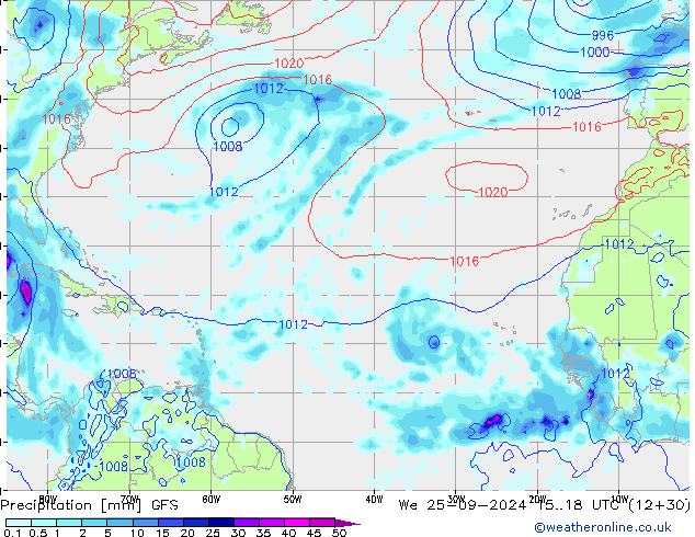 Précipitation GFS mer 25.09.2024 18 UTC