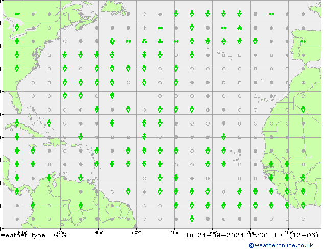 Weather type GFS Út 24.09.2024 18 UTC