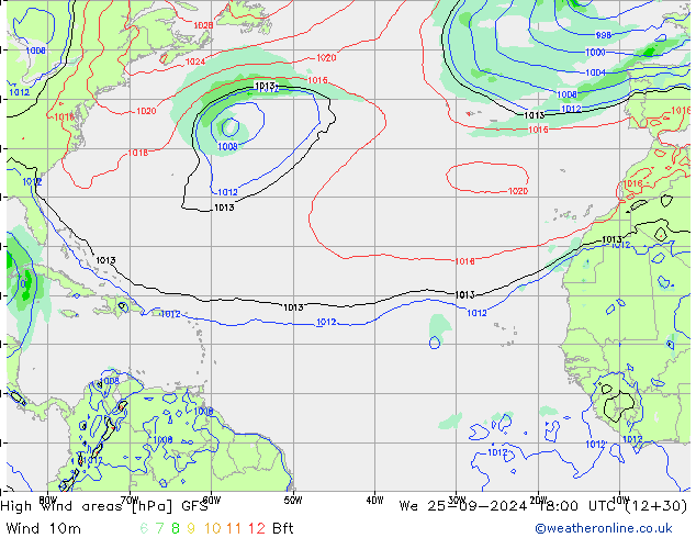 High wind areas GFS We 25.09.2024 18 UTC