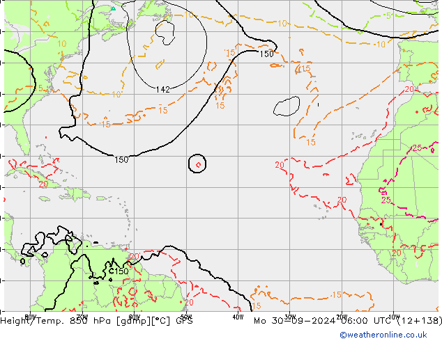 Height/Temp. 850 hPa GFS  30.09.2024 06 UTC