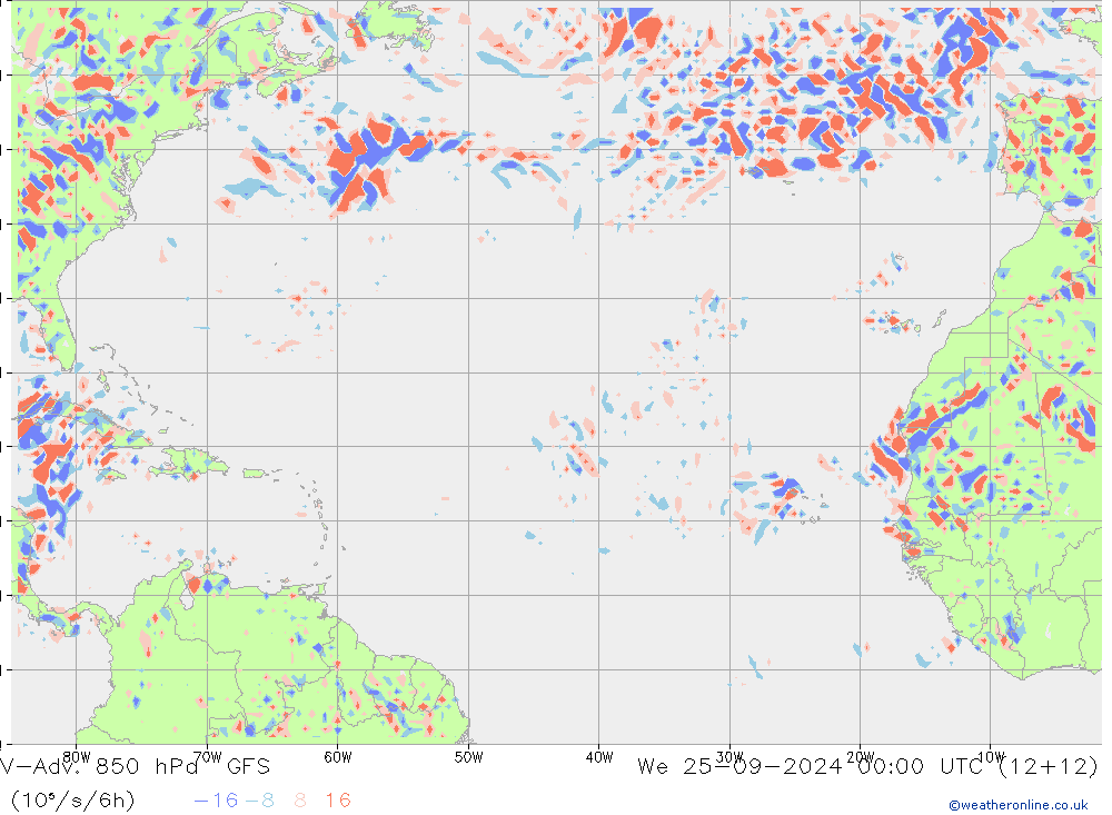 V-Adv. 850 hPa GFS We 25.09.2024 00 UTC