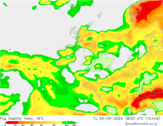 Fog Stability Index GFS Tu 24.09.2024 18 UTC