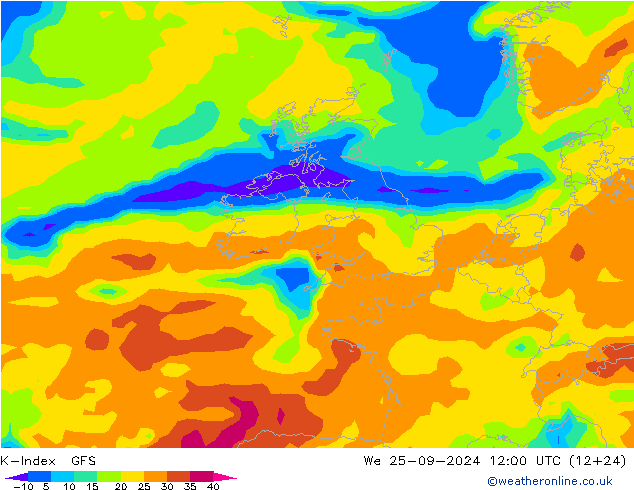 K-Index GFS ср 25.09.2024 12 UTC