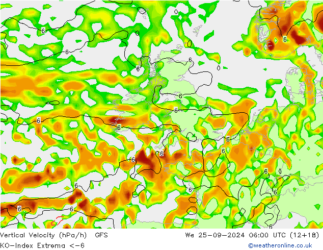 Konvektiv-Index GFS Mi 25.09.2024 06 UTC