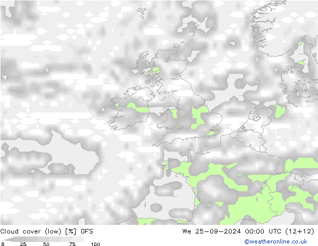 Nubi basse GFS mer 25.09.2024 00 UTC