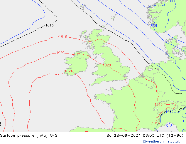 Surface pressure GFS Sa 28.09.2024 06 UTC