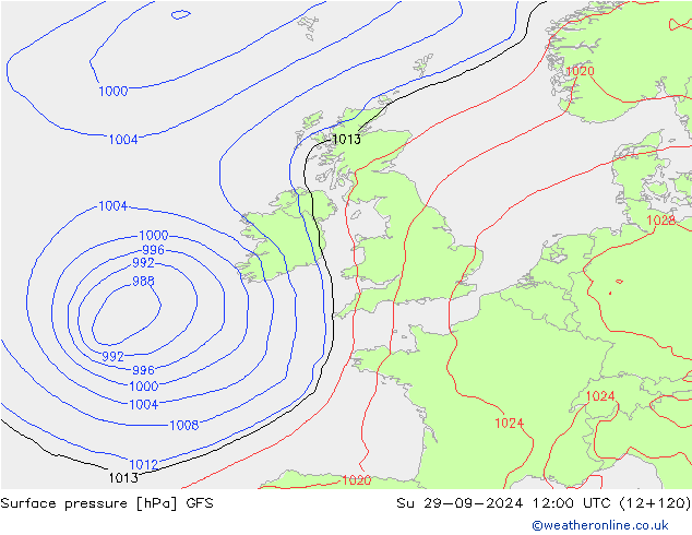 ciśnienie GFS nie. 29.09.2024 12 UTC