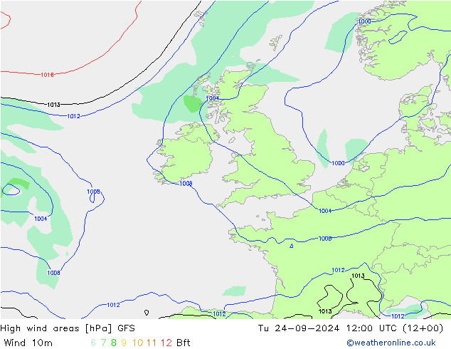 High wind areas GFS mar 24.09.2024 12 UTC