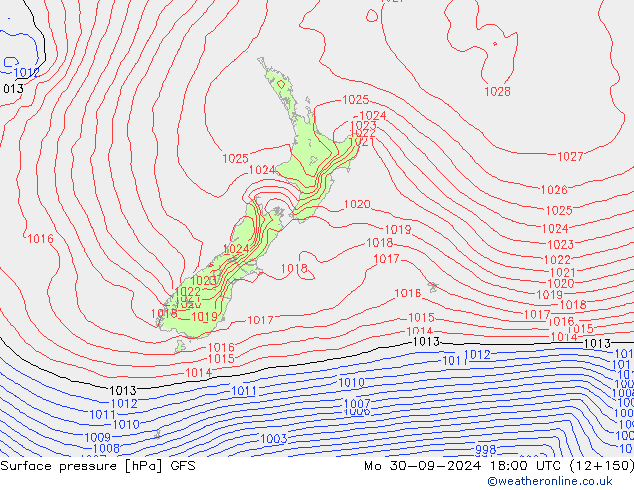 pressão do solo GFS Seg 30.09.2024 18 UTC