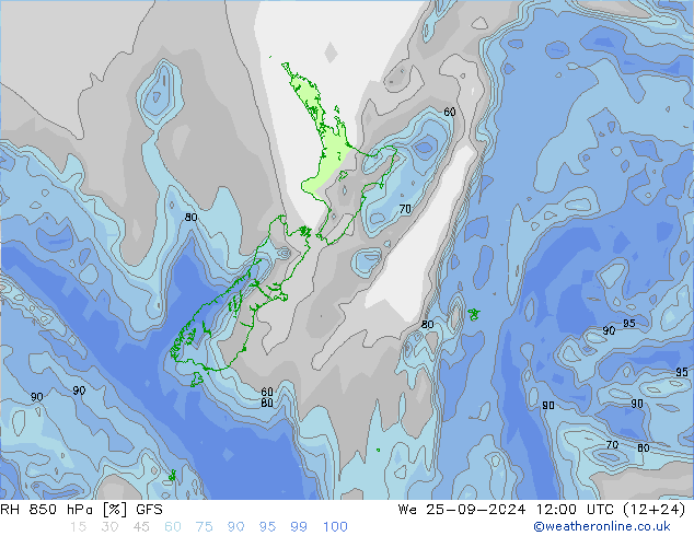 RH 850 hPa GFS St 25.09.2024 12 UTC