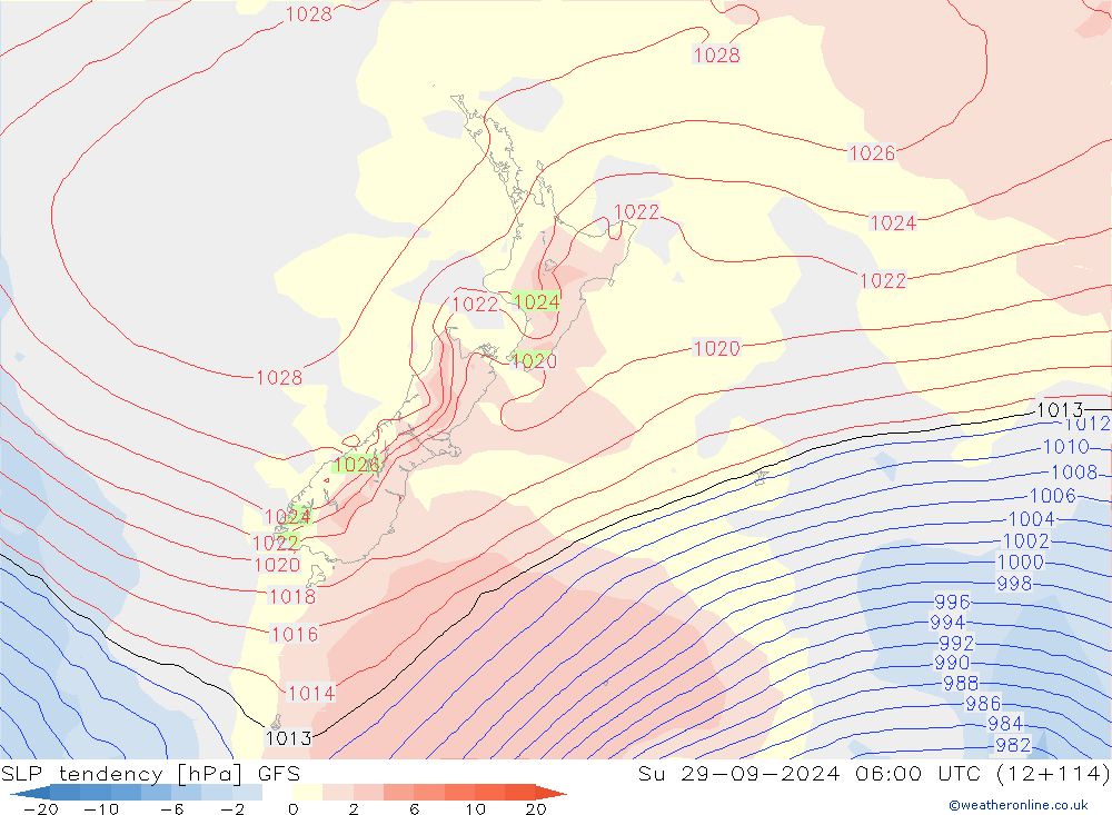 SLP tendency GFS Su 29.09.2024 06 UTC