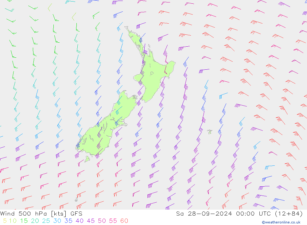 Wind 500 hPa GFS Sa 28.09.2024 00 UTC