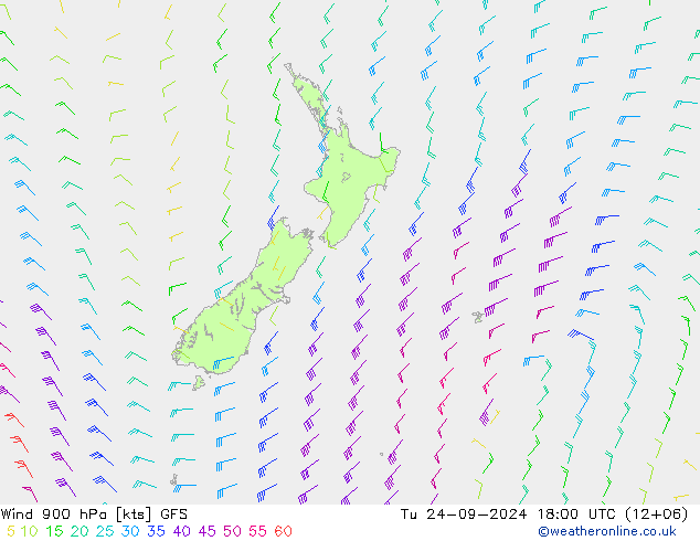 Vent 900 hPa GFS mar 24.09.2024 18 UTC