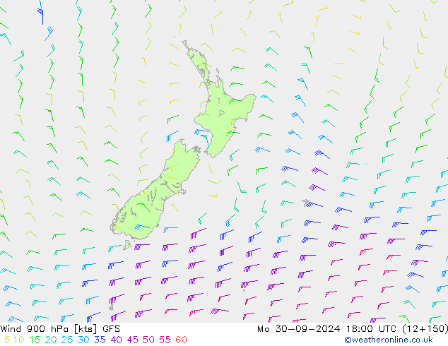 Wind 900 hPa GFS Mo 30.09.2024 18 UTC