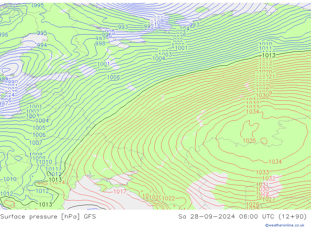 Bodendruck GFS Sa 28.09.2024 06 UTC