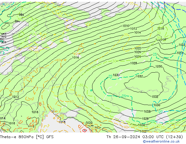 Theta-e 850hPa GFS Th 26.09.2024 03 UTC