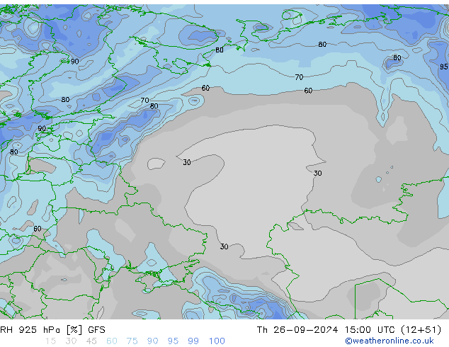 RH 925 hPa GFS Th 26.09.2024 15 UTC