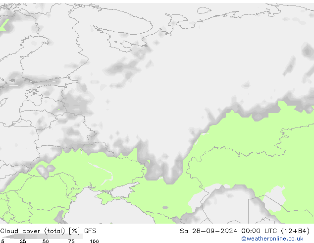 Cloud cover (total) GFS Sa 28.09.2024 00 UTC