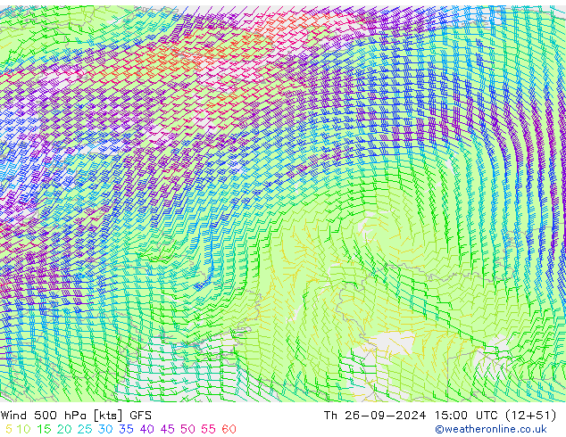 Wind 500 hPa GFS Th 26.09.2024 15 UTC