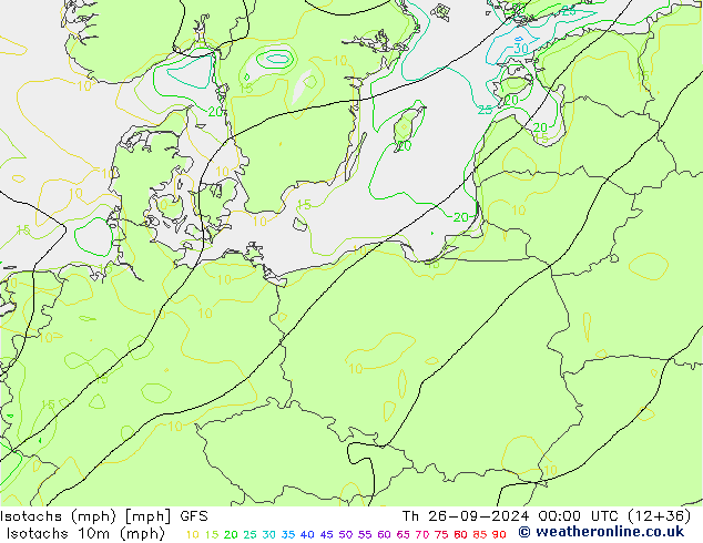 Isotachs (mph) GFS Qui 26.09.2024 00 UTC