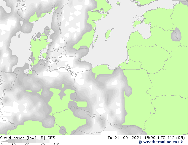 Bewolking (Laag) GFS di 24.09.2024 15 UTC