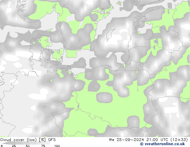 Nubes bajas GFS mié 25.09.2024 21 UTC