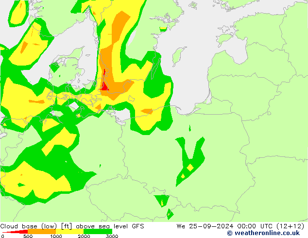 Cloud base (low) GFS ср 25.09.2024 00 UTC