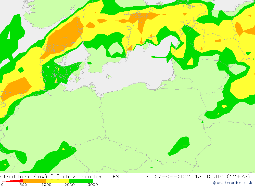 Cloud base (low) GFS pt. 27.09.2024 18 UTC