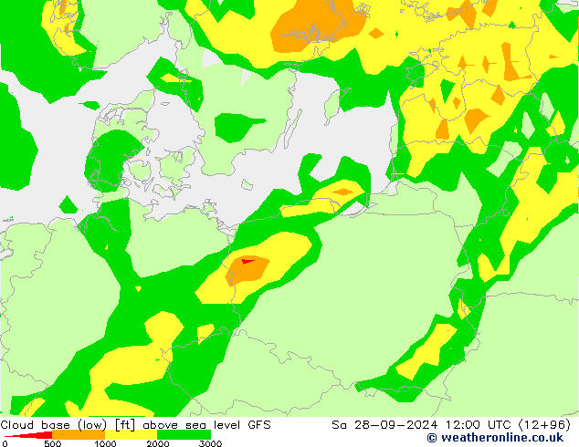 Cloud base (low) GFS so. 28.09.2024 12 UTC