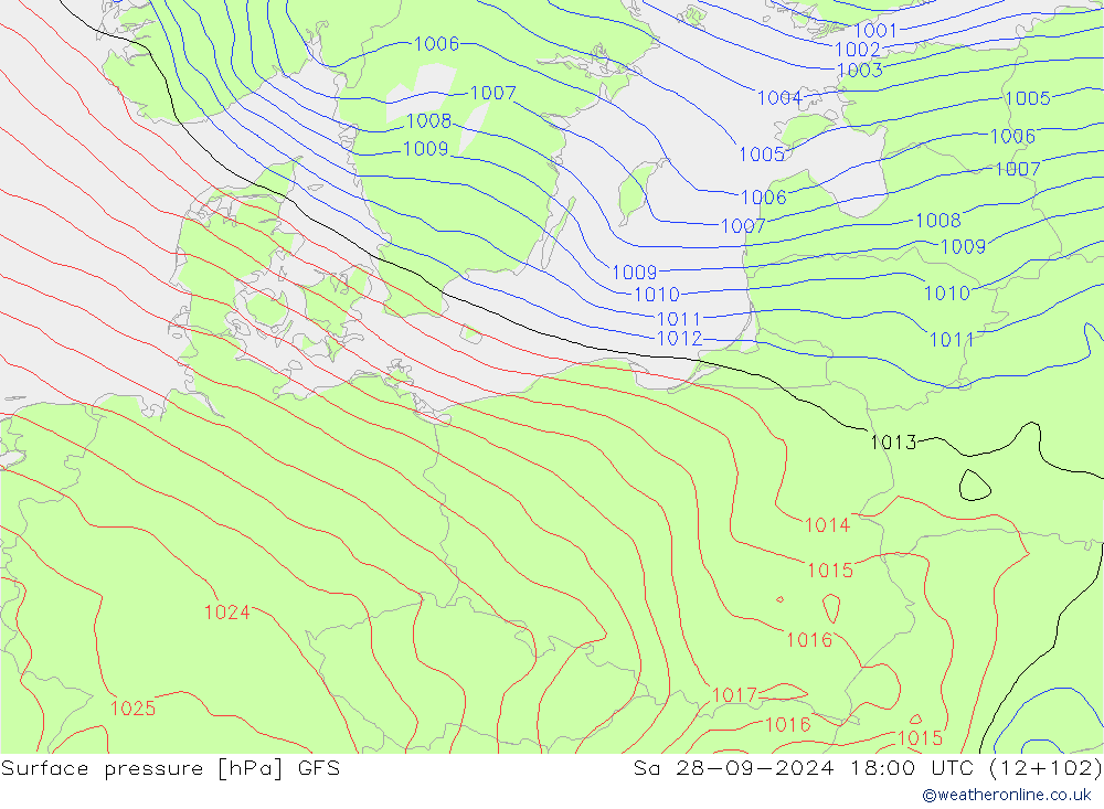 Luchtdruk (Grond) GFS za 28.09.2024 18 UTC