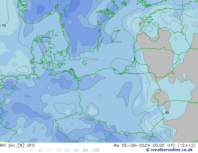 RH 2m GFS We 25.09.2024 00 UTC