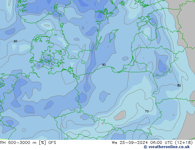 RH 600-3000 m GFS St 25.09.2024 06 UTC