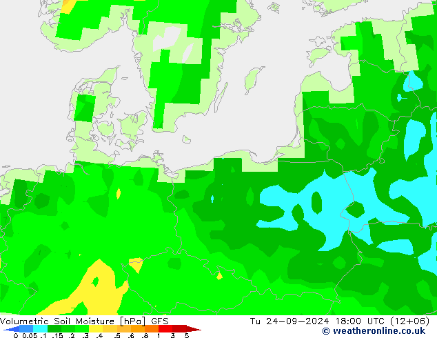 Volumetric Soil Moisture GFS mar 24.09.2024 18 UTC