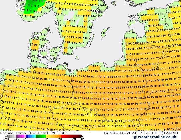 Temp. 10cm GFS di 24.09.2024 12 UTC