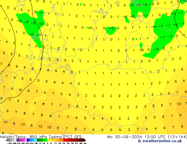 Z500/Rain (+SLP)/Z850 GFS lun 30.09.2024 12 UTC