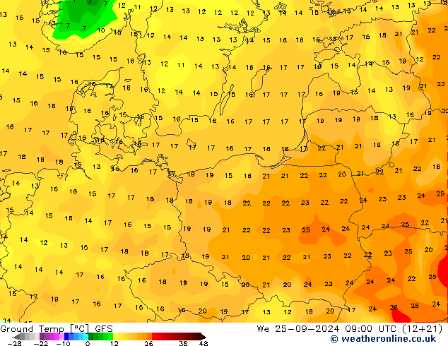 Ground Temp GFS We 25.09.2024 09 UTC