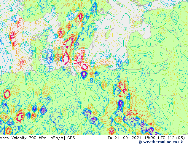 Vert. Velocity 700 hPa GFS Tu 24.09.2024 18 UTC