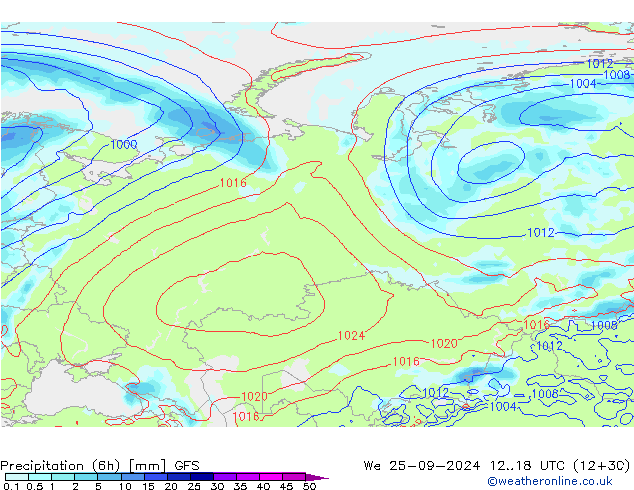 Yağış (6h) GFS Çar 25.09.2024 18 UTC