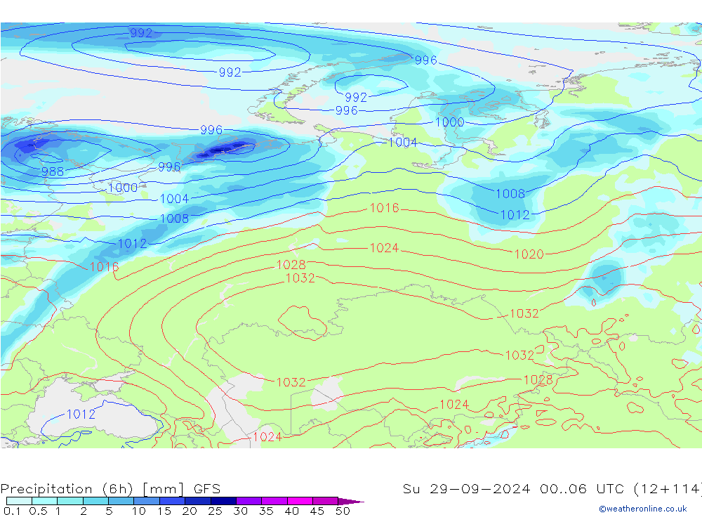 Z500/Rain (+SLP)/Z850 GFS Dom 29.09.2024 06 UTC