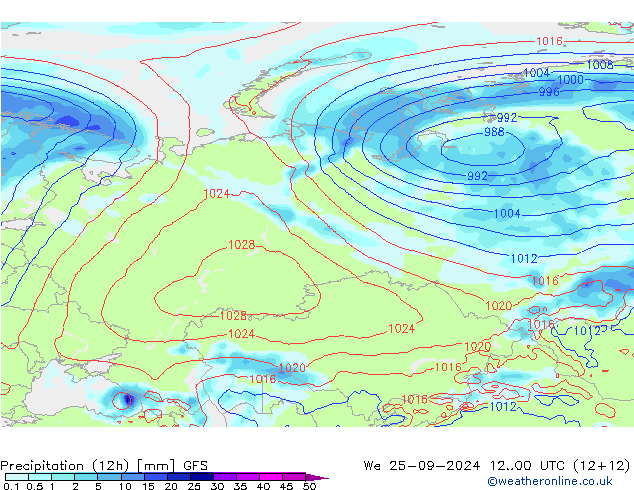 Nied. akkumuliert (12Std) GFS Mi 25.09.2024 00 UTC