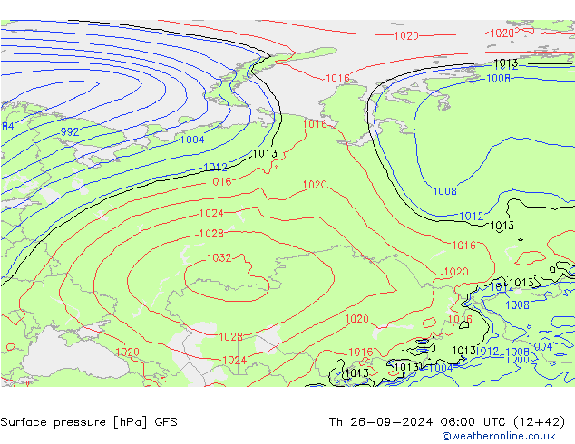 Pressione al suolo GFS gio 26.09.2024 06 UTC