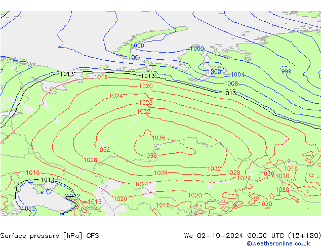 pressão do solo GFS Qua 02.10.2024 00 UTC